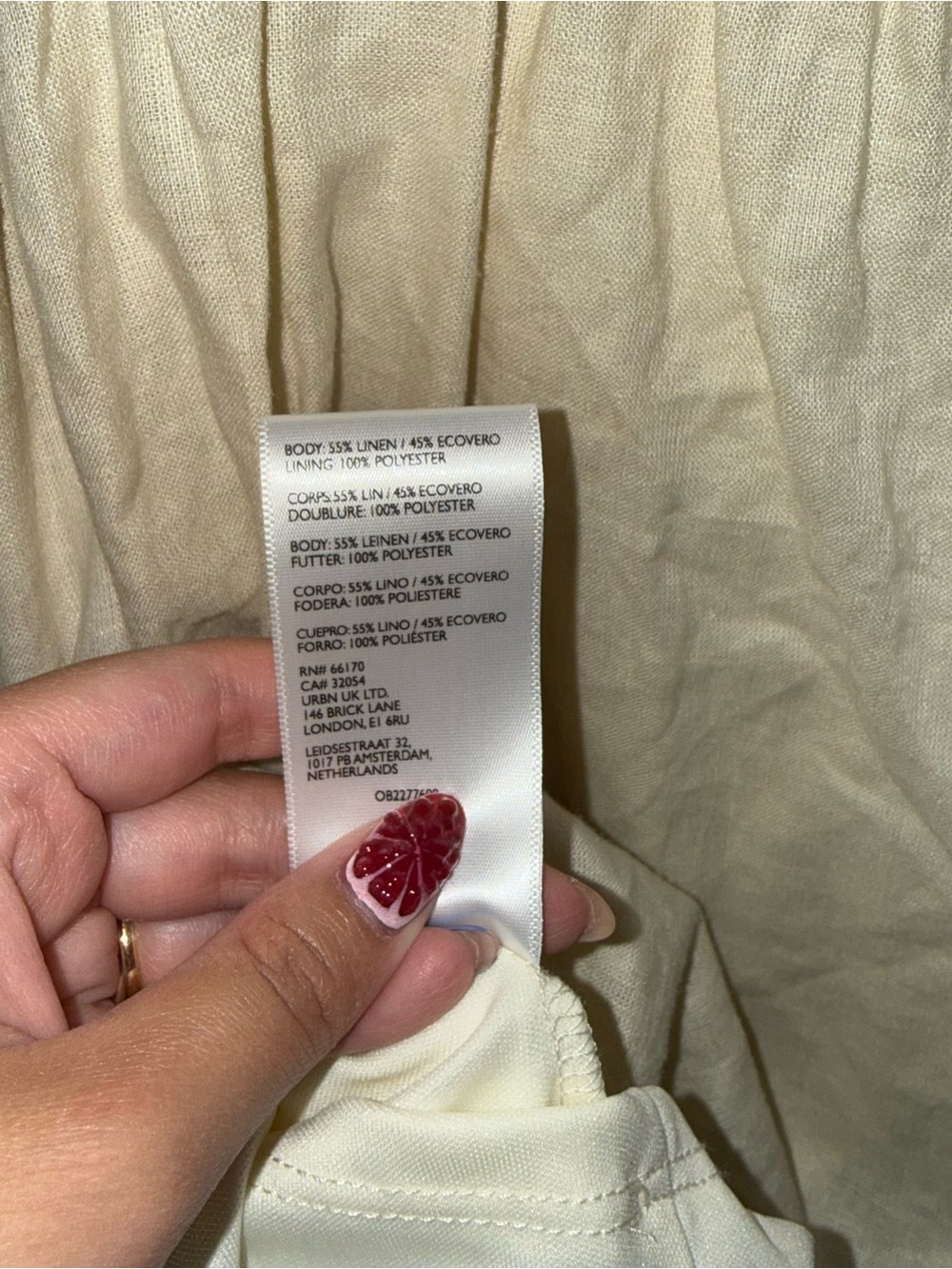 NWT ReMADE By UO Made In LA EcoVero™ Cream Linen Shortall Button-Straps Dress S - Picture 5 of 9